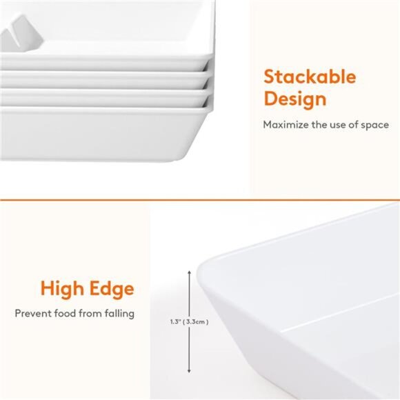 Reusable Plastic Divided Serving Trays Set of 4 Party Snack Appetizer Dessert - Picture 6 of 7